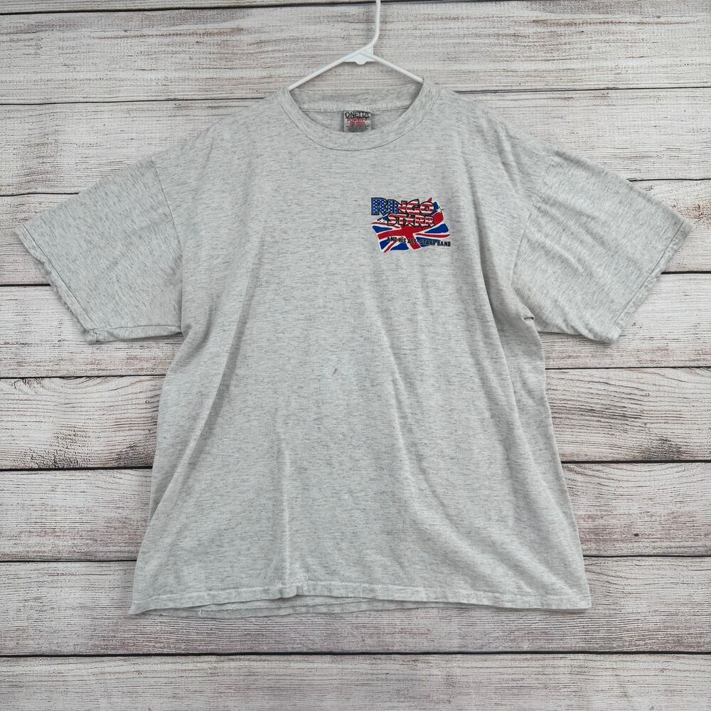 Vintage 90s Ringo Starr and His All Starr Band T-Shirt Mens XL Gray Rock